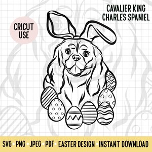 Cavalier King Charles Spaniel Easter SVG/Dog Breed Digital Download Vector File/Cavalier Dog Owner Easter Clipart Cricut Silhouette Cut File