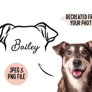 Outline Pet Ear Drawing/ Custom Dog Ear Line Portrait/ Minimalistic Dog Ears Digital Sketch/ Pet Memorial Tattoo Design Idea/ Pet Face Art