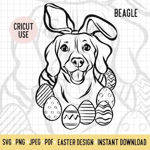 Beagle Easter SVG/Dog Breed Digital Download Vector File/Cute Beagle Dog Easter Clipart Cricut Cut  File/Dog Easter Outline for Beagle Owner