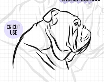English Bulldog Outline SVG: Dog Breed Line Art (Digital File)