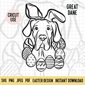 Great Dane Easter SVG/Dog Breed Digital Download Vector File/Great Dane Dog Owner Easter Clipart Cricut Cut File/Doggie Easter Outline Art