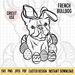 French Bulldog Easter SVG/Dog Breed Digital Download Vector File/Frenchie Easter Bunny Clipart Cricut Cut File/Doggie Easter Outline Pet