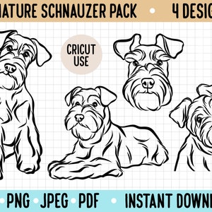 Schnauzer miniatura Outline SVG / Minimalistic Line Art SVG Dog Bundle / Schnauzer PNG Drawing / Schnauzer Vector / Cricut Silhouette Dog File