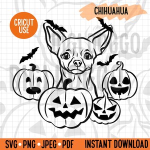 Halloween Dog SVG: Chihuahua Small Breed Outline Clipart (Digital Download Instant File)