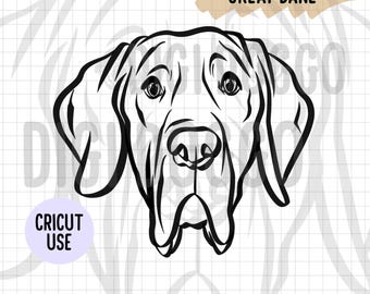Great Dane Outline SVG/Great Dane Illustration Line Art Vector File/Dog Breed Digital Download for Cricut Silhouette Project/Dog Clipart PNG
