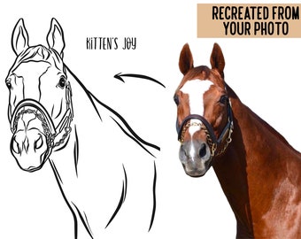 Custom Horse Line Art Portrait: Personalized Drawing from Photo (Digital File)