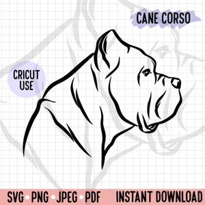Cane Corso Side Portrait PNG/ Dog Breed Side View SVG/ Pet Face Clipart Digital Download File/ Cane Corso Cricut Silhouette Cut Project File