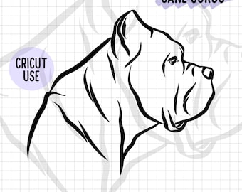 Cane Corso Portrait SVG: Dog Breed Outline Clipart (Digital Download)