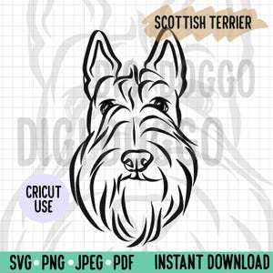Scottish Terrier Outline SVG/Scottie Illustration Line Art Vector File/Dog Breed Digital Download for Cricut Silhouette Cut /Dog Clipart PNG