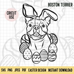 Boston Terrier Ostern SVG/Hund Rasse Digital Download Vektor Art/Boston Terrier Besitzer Ostern Clipart Cricut Cut File/Dog Osterei Umriss