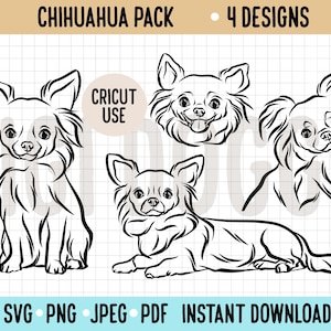 Langhaar Chihuahua Umriss SVG / Chihuahua Vektor Kunst / Cricut Silhouette Chihuahua Rasse Ausgeschnitten PNG / Hunde Gesicht Digitale Sofort Download Datei