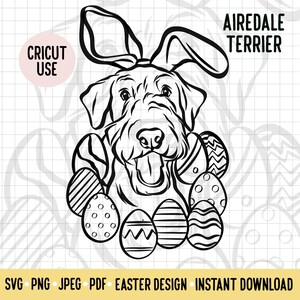 Airedale Terrier Easter SVG/Dog Breed Digital Download Vector File/Terrier Dog Easter Clipart Cricut Cut  File/Doggie Easter Outline for Pet