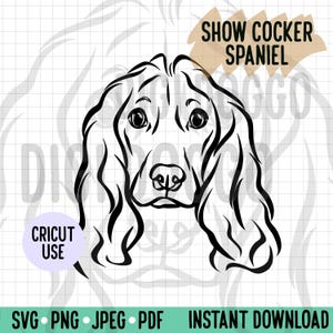 Show Cocker Spaniel Outline SVG/ Spaniel Face Line Art Vector File/ Dog Breed Digital Download for Cricut Silhouette Project/ Dog Clipart