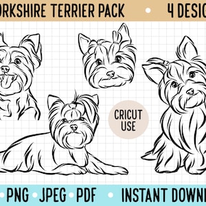 Yorkshire Terrier Outline SVG/ Dog Breed Digital Download PNG/ Cute Yorkie Clipart/ Cricut Silhouette Vector for Yorkshire Terrier Owner