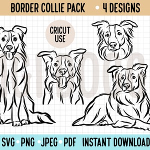 Border Collie Outline SVG/ Dog Line Drawing Vector File/ Cricut Silhouette Border Collie Cut Out File/ Pet Face Art Digital Instant Download