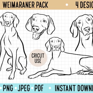 Weimaraner Dog Outline SVG/ Digital Download Vector File/ Weimaraner Line Art Clipart/ Dog Breed PNG Cricut Silhouette Weimaraner Cut Out