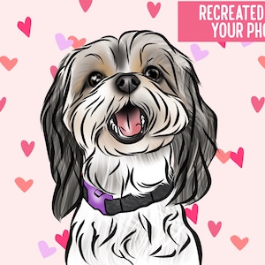 Valentinstag Motiv Haustier Portrait/ Personalisierte Digitale Hunde Illustration / Personalisierte Cartoon Kunst / Hundebesitzer Geschenkidee / Süße Hunde zeichnung