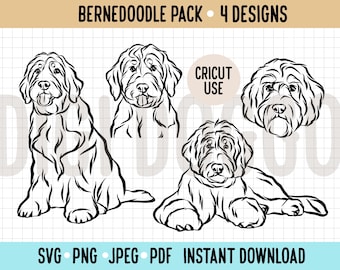 Bernedoodle Outline SVG: Dog Line Drawing Vector (Digital Download)