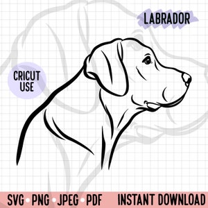 Labrador Side View Outline SVG/ Minimalist Dog Profile Line Art/ Labrador Head PNG Digital Download/ Labrador Breed Face Clipart Cut File
