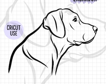 Vue latérale du Labrador contour SVG / dessin au trait minimaliste chien profil / Labrador tête PNG en téléchargement numérique / Labrador race visage Clipart coupe fichier