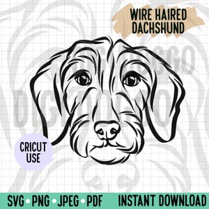Wire Haired Dachshund Outline SVG/Cute Sausage Dog Face Line Art Vector File/Dog Breed Digital Download for Cricut/ Clipart Pet Cut Out File