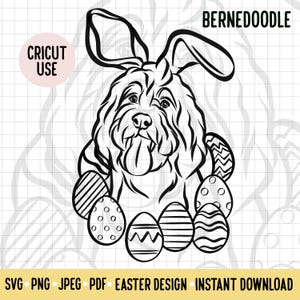 Bernedoodle Hund Umriss SVG/ Osterhase Hunderasse Digital Download Vektor File/Bernedoodle Liebhaber Ostern Clipart Cricut Projekt Cut File