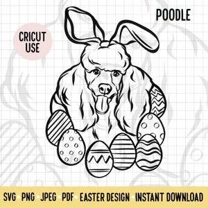 Poodle Easter SVG/ Dog Breed Digital Download Vector File/Standard Poodle Easter Clipart Cricut Cut  File/Doggie Easter Outline for Poodle
