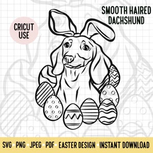 Dachshund Easter SVG/ Dog Breed Digital Download Vector File/Sausage Dog Owner Easter Clipart Cricut Cut  File/Doggie Easter Outline for Pet