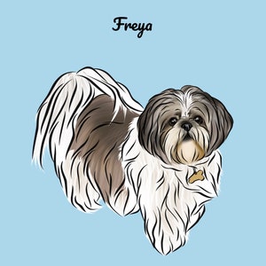 Retrato de cuerpo entero de mascota/Ilustración digital personalizada de perro/Dibujo personalizado de mascota a partir de una foto/Clipart digital de perro a medida/Regalo para dueños de mascotas