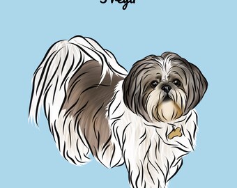 Full Body Pet Portrait/ Personalised Digital Dog Illustration/ Custom Pet Drawing from Photo/ Bespoke Dog Digital Clipart/ Pet Owner Gift