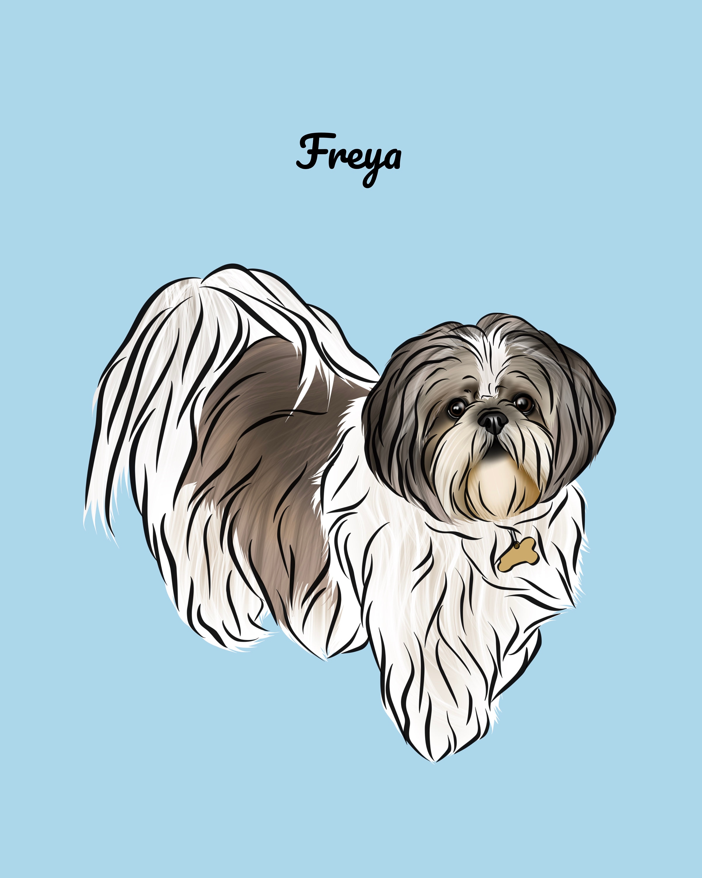 Full Body Pet Portrait/ Personalised Digital Dog Illustration/ Custom Pet Drawing from Photo/ Bespoke Dog Digital Clipart/ Pet Owner Gift