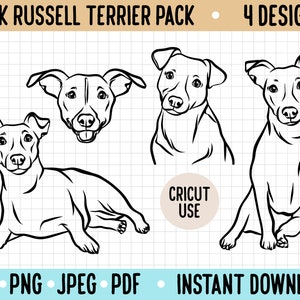 Jack Russell Terrier Outline SVG/ Dog Breed Line Art Vector/ Jack Russell Illustration Bundle/ Jack Russell Clipart PNG/ Digital Download