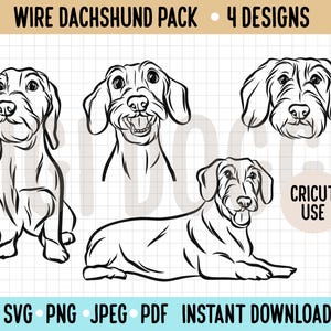Wire Dachshund Line Drawing SVG/ Cute Sausage Dog Outline Vector Art/ Cricut Dog Breed Cut Out File Pet Face Digital Instant Download PNG