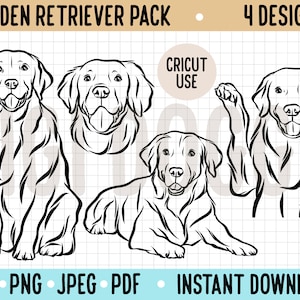 Golden Retriever SVG Bundle/ Ready to Cut Cricut Silhouette File/ Digital Download Dog Vector File/ Goldie Clipart/ Golden Retriever PNG