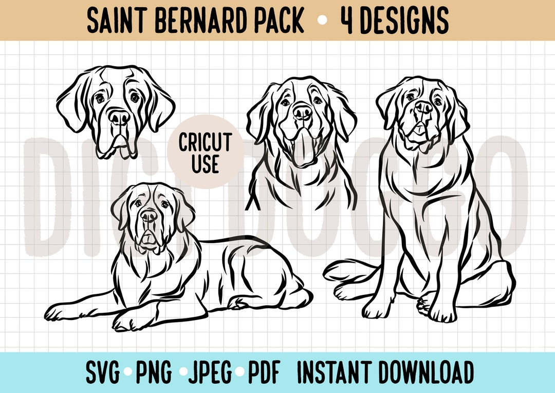 Saint Bernard Outline SVG: Dog Breed Line Art (digital Download) - Etsy UK