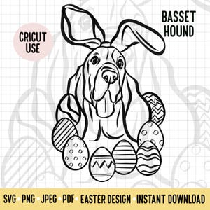 Basset Hound Easter SVG/Dog Breed Digital Download Vector Art/Basset Hound Furry Friend Easter Clipart Cricut Cut File/Doggie Easter Outline