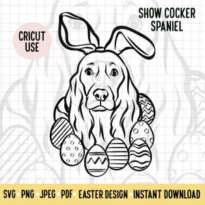 Show Cocker Spaniel Easter SVG/Dog Breed Digital Download Vector Art/Spaniel Owner Easter Clipart Cricut Silhouette File/Dog Easter Outline