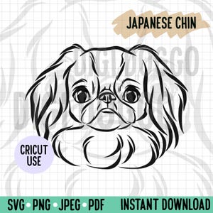 Japanese Chin Outline SVG/Japanese Chin Face Line Art Vector File/Dog Breed Digital Download for Cricut Project/Pet Clipart PNG Cutting File