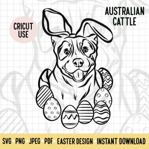 Australian Cattle Dog Ostern SVG/Hund Rasse Digital Download Vektor Art/Australian Cattle Osterhase Clipart Cricut File/Dog Ostern Outline