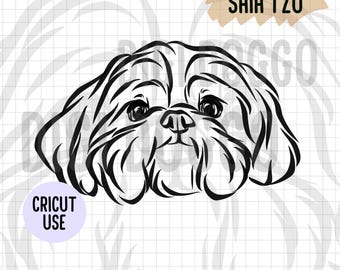 Shih Tzu Line Art Design | Svg Png Dxf Eps Pdf Vector Graphic Cut File ...