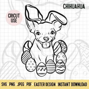 Chihuahua Ostern SVG / Hunderasse digitaler Download Vektor-Datei/Chihuahua Besitzer Ostern Clipart Cricut Cut File/Hund Ostern Umriss Familie Geschenk