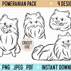 Pomeranian Esquema SVG/ Lindo Pomeranian Line Art Vector Graphic/ Cricut Silhouette Dog Cut Out Digital File/ Pomeranian Clipart Illustration