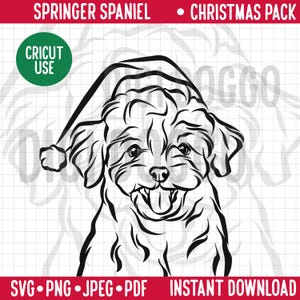Maltipoo Outline Weihnachten SVG/Hund Breed Line Portrait Clipart/Kleiner Maltipoo Hund in Weihnachtsmütze/festliche Haustier PNG Digital Download Cricut Datei