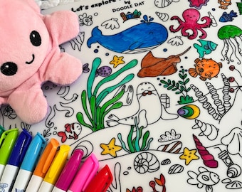 Reusable Colouring Mat A3 Size – Let's Explore The Deep Blue Sea by Doodle Dat (an Erda Ally brand)