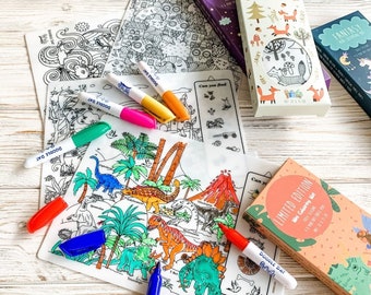 Silicone Reusable Colouring Mats Party Packs by Doodle Dat - Various Designs (Fairy, Dino, Monsters, Jungle, Unicorns)