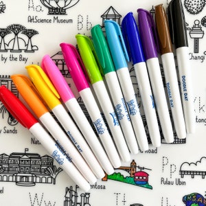 Set of 12 LARGE Dry-Erase Markers for Doodle Dat Reusable Colouring Mats  (an Erda Ally brand)