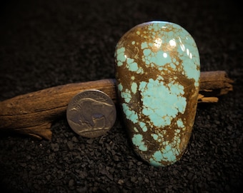 Cabujón de turquesa grande número 8, antiguo stock. 119,65 quilates. Piedra preciosa de alta calidad de Nevada.