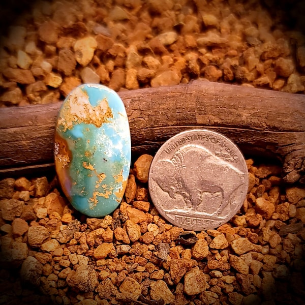 Royston Turquoise Cabochon. High Grade Turquoise. 12.8 Carats. Old Stock American Turquoise.