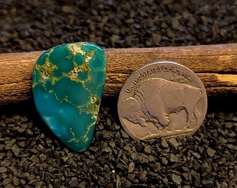 Rare Cerrillos Webbed Turquoise. Turquoise Cabochon. 12.85 Carats. Old Stock. American High Grade Turquoise. New Mexico Turquoise.