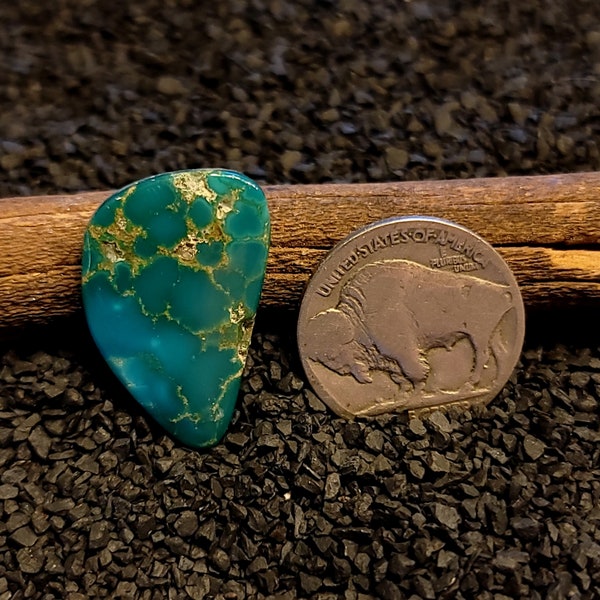 Rare Cerrillos Webbed Turquoise. Turquoise Cabochon. 12.85 Carats. Old Stock. American High Grade Turquoise. New Mexico Turquoise.